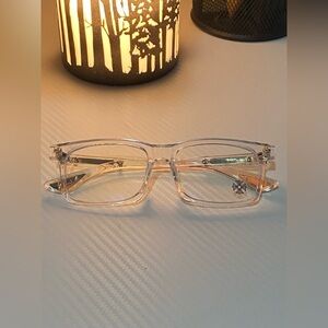Clear chrome hearts glasses
